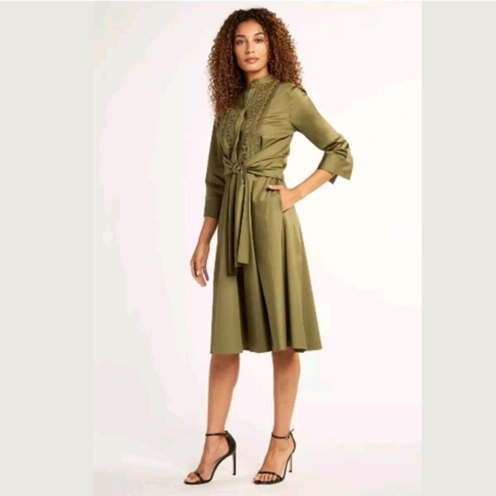 Elie Tahari Ann A-line Sleeve Tie Waist Dress - Picture 5 of 5